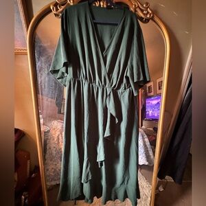 Elegant Green plus Wrap Dress